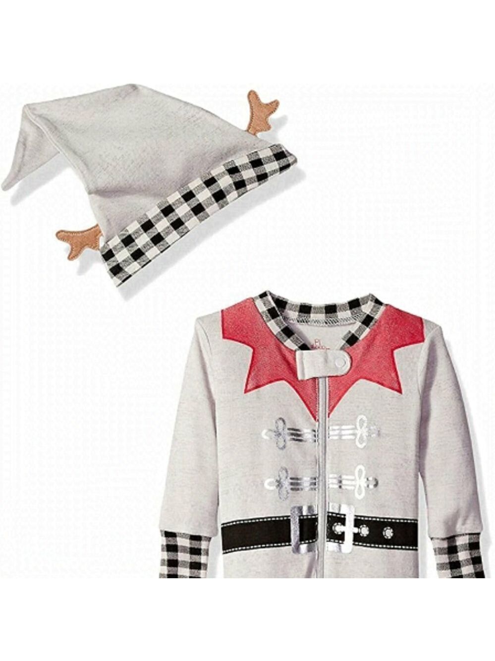 PL Sleep By Petit Lem Footed Pajama Unisex Sleeper BNWOT Holiday Xmas W Hat